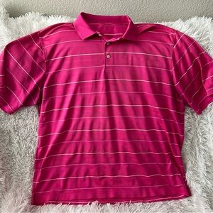 🏌️‍♂️Walter Hagen Pink w White Strips Golf Polo Shirt Size XXL